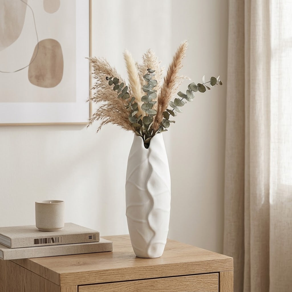 Minimalist White Ceramic Vase