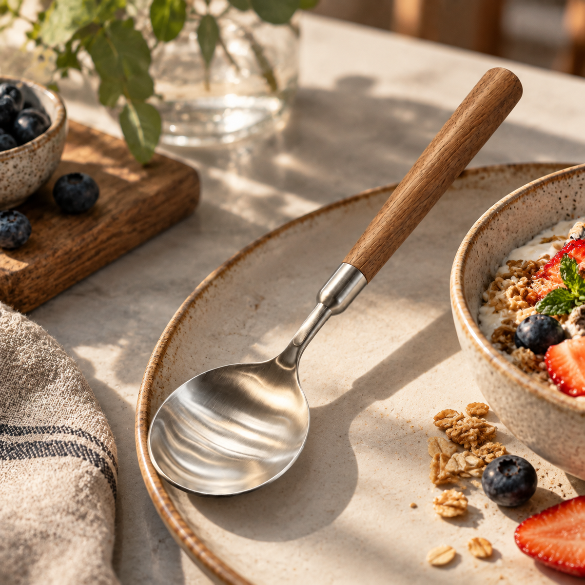 Faux-Wood Vintage Round Spoon Set