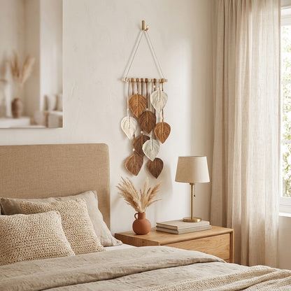 Handwoven Macrame Leaf Tapestry